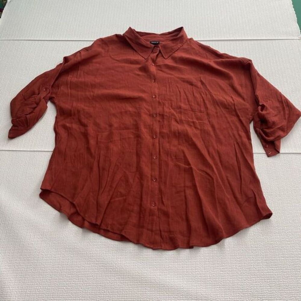 Torrid Womens 3X Lindsay Drop Shoulder‎ Button Up Burnt Orange